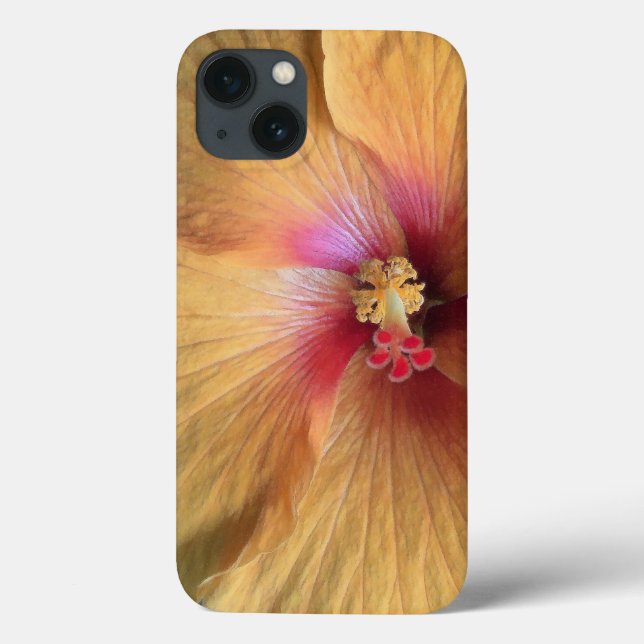 Orange Hibiscus Ruffle Case-Mate iPhone Case (Back)