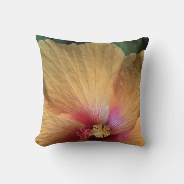 Orange Hibiscus Ruffle Throw Pillow (Front)