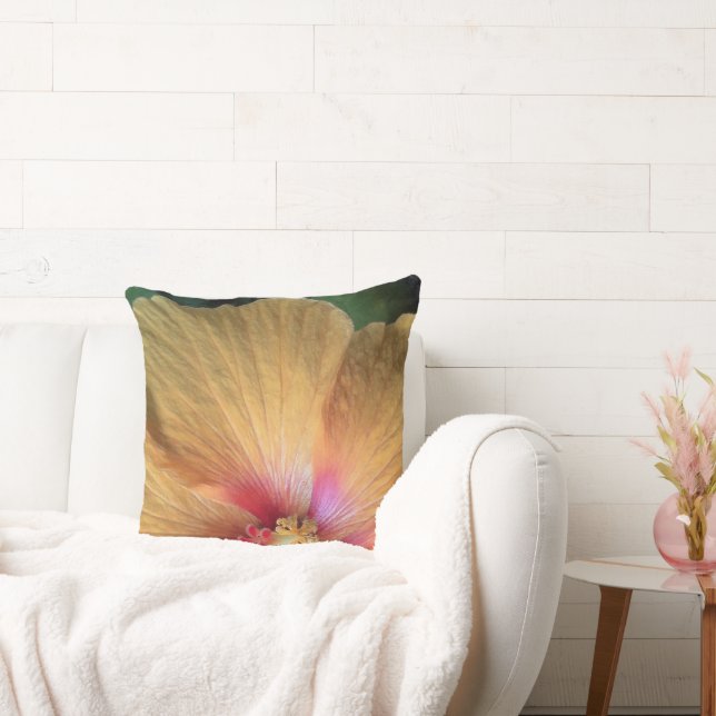 Orange Hibiscus Ruffle Throw Pillow (Couch)