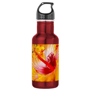 Orange Hibiscus Side View 532 Ml Water Bottle