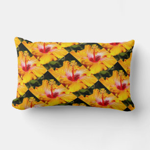 Orange Hibiscus Side View Lumbar Pillow