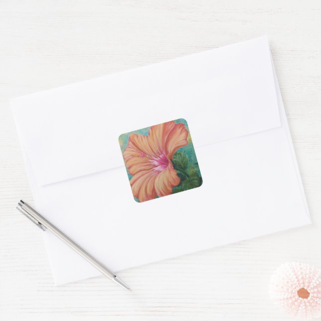 Orange Hibiscus Stickers (Envelope)