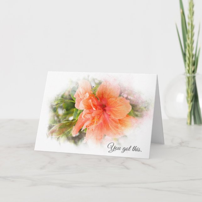 Orange Hibiscus Thinking of You Card (Front)