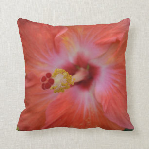 Orange Hibiscus Throw PIllow