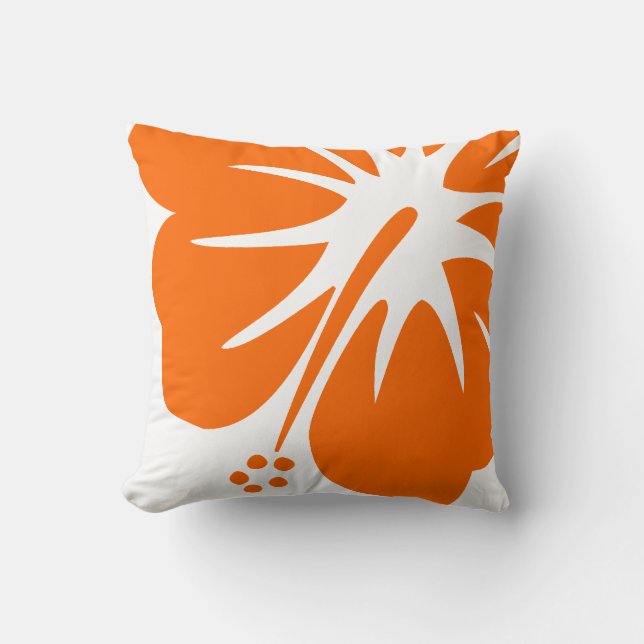 Orange Hibiscus Throw Pillow (Front)
