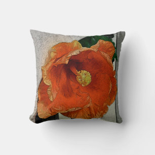 ORANGE HIBISCUS THROW PILLOW
