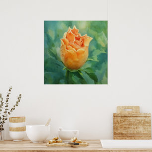 Orange Hibiscus Tropical Flower Floral Art Poster