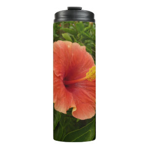 Orange Hibiscus Tropical Flower Thermal Tumbler