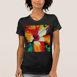 Orange Hibiscus tropical flower watercolor art T-Shirt