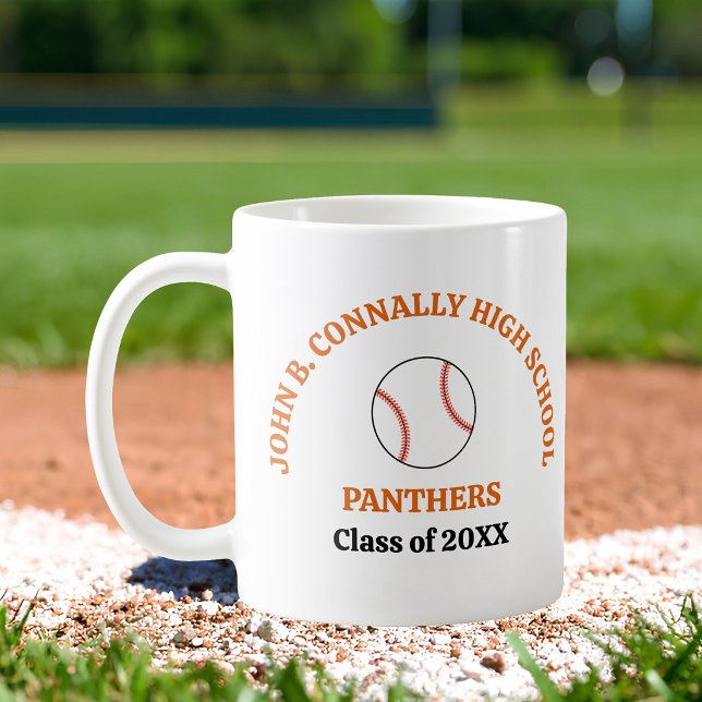 Orange High School Baseball Player Personalized Coffee Mug (Creator Uploaded)