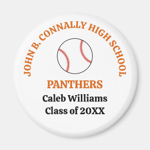 Orange High School Baseball Player Personalized Magnet