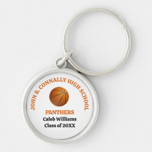 Orange High School Basketball Player Personalized Keychain