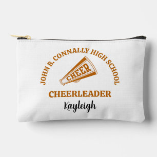 Orange High School Cheerleader Personalized Accessory Pouch