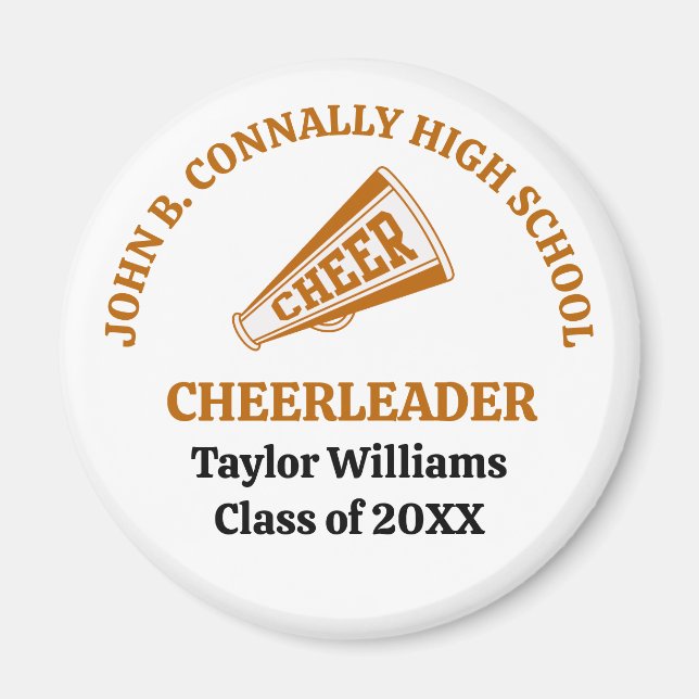 Orange High School Cheerleader Personalized Magnet (Front)