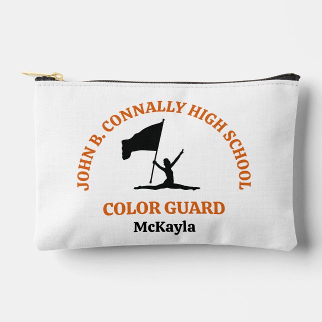 Orange High School Colour Guard Personalized Accessory Pouch (Front)