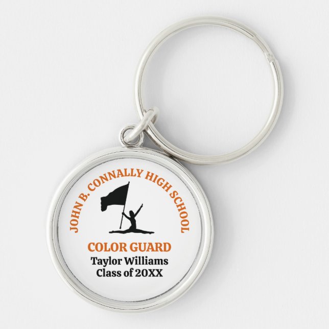 Orange High School Colour Guard Personalized Keychain (Front)