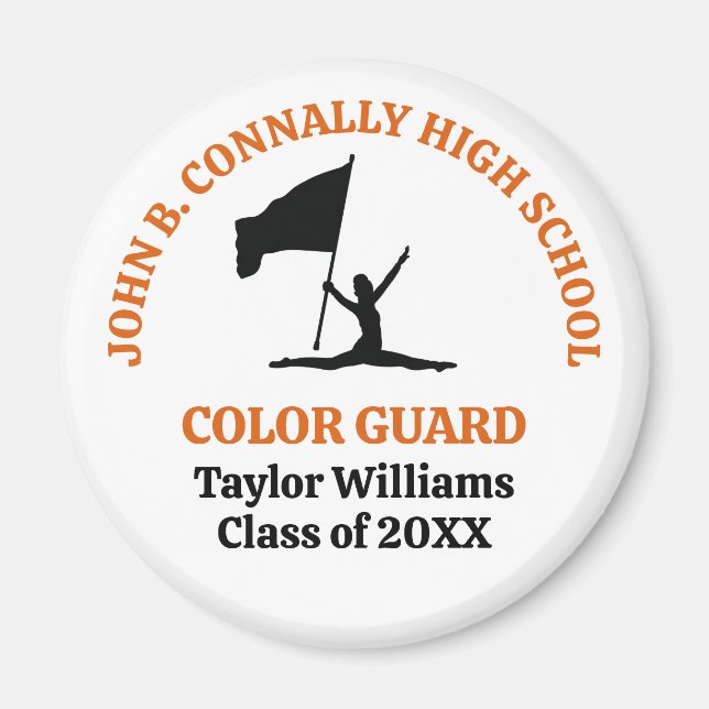 Orange High School Colour Guard Personalized Magnet (Front)