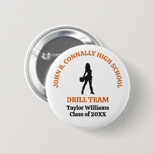 Orange High School Drill Team Dancer Personalized 2 Inch Round Button