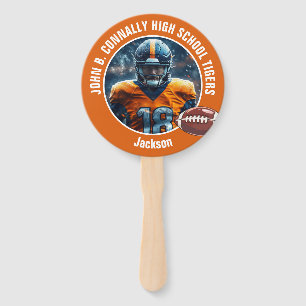 Orange High School Football Player Photo Parent Hand Fan