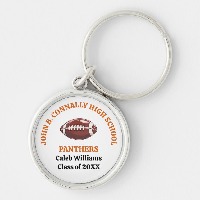 Orange High School Football Team Personalized Keychain (Front)