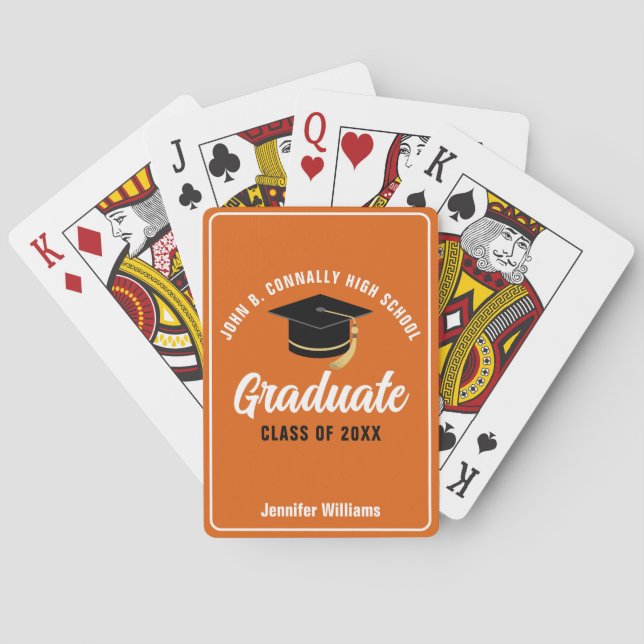 Orange High School Graduate Custom 2025 Graduation Playing Cards (Back)