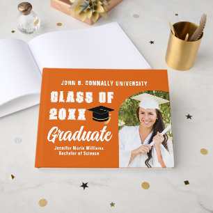 Orange High School Graduation Photo Customized Guest Book