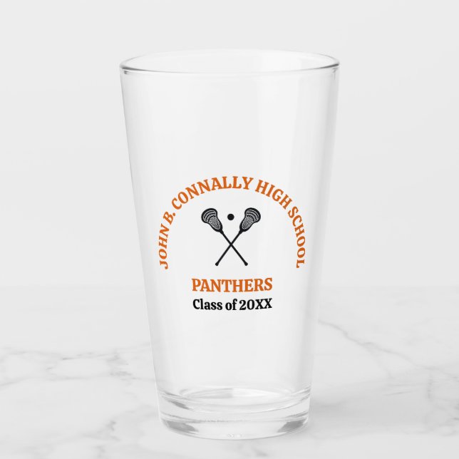 Orange High School Lacrosse Team Personalized Glass (Front)