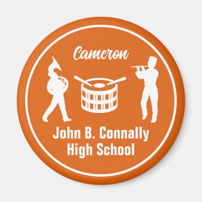 Orange High School Marching Band Personalized Magnet (Front)