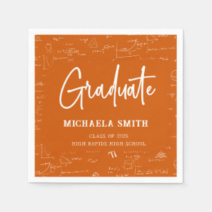 Orange High School Math Graduate Party Napkin