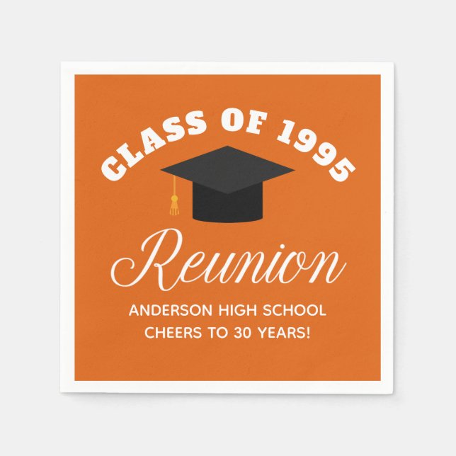 Orange High School Reunion Personalized Party Napkin (Front)