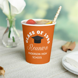 Orange High School Reunion Personalized Party Paper Cups