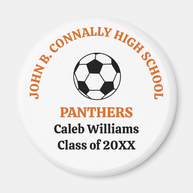 Orange High School Soccer Team Personalized Magnet (Front)