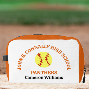 Orange High School Softball Player Personalized Dopp Kit