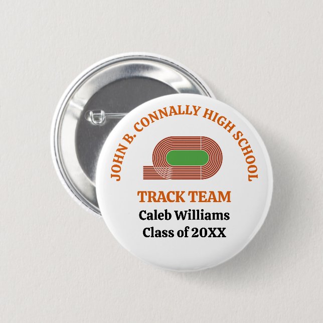 Orange High School Track Team Customized Runner 2 Inch Round Button (Front & Back)
