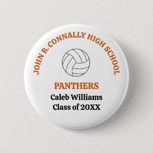 Orange High School Volleyball Player Personalized 2 Inch Round Button