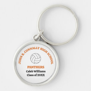 Orange High School Volleyball Player Personalized Keychain