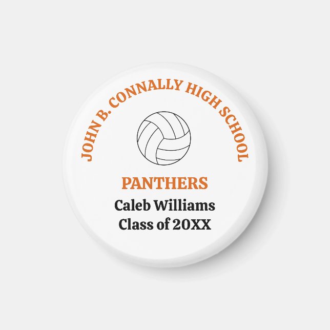 Orange High School Volleyball Player Personalized Magnet (Front)