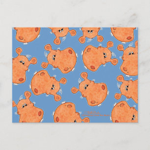 Orange Hippo Head collage Postcard