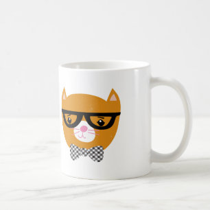 Orange hipster cat mug