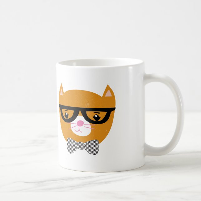 Orange hipster cat mug (Right)