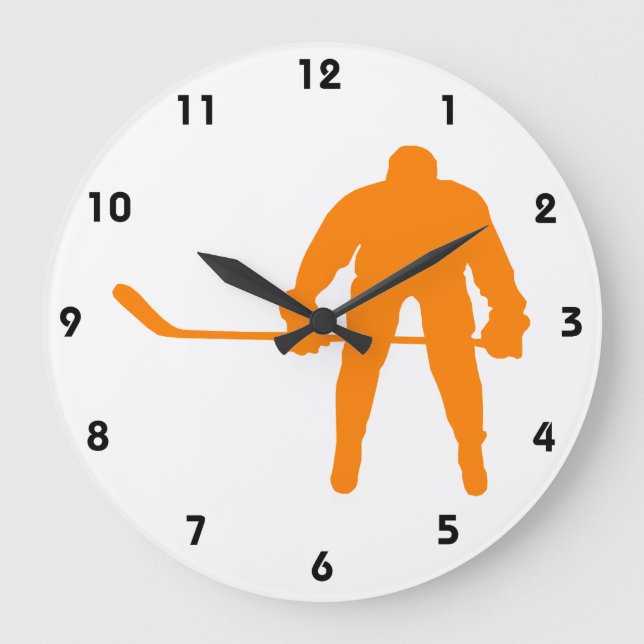 Orange Hockey Large Clock (Front)