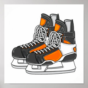 Orange Hockey Skates Poster