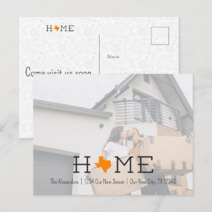 Orange HOME Texas Moving Announcement Postcard