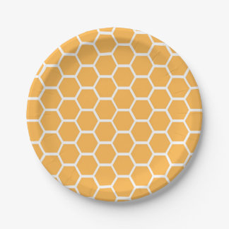 Orange honeycomb pattern paper plate