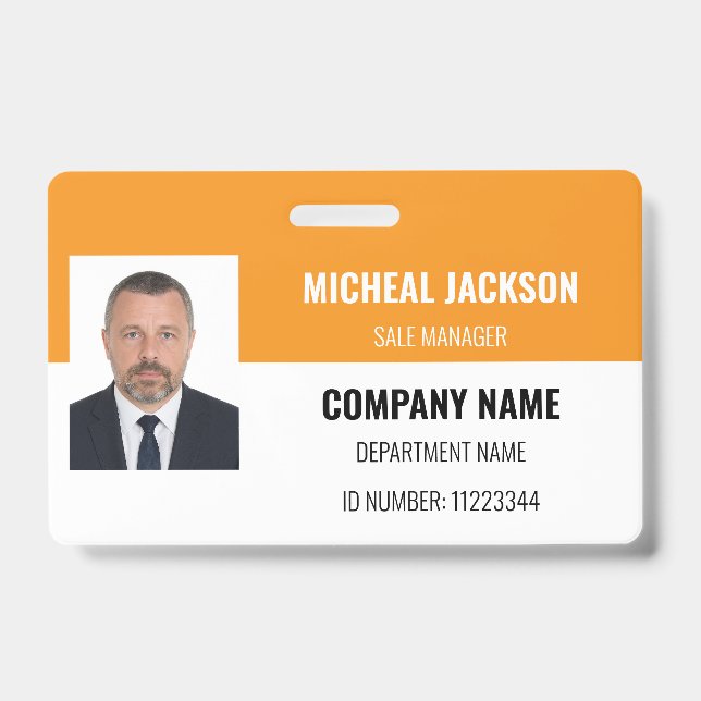 Orange Horizontal Corporate ID Badge (Front)