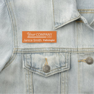 Orange Horizontal Logo Branded Convention Name Tag