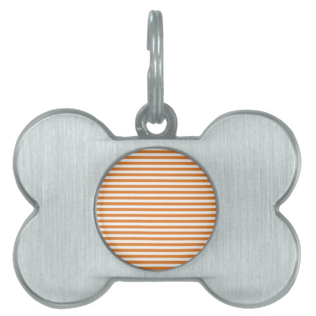 Orange Horizontal Stripes Pet ID Tag (Front)