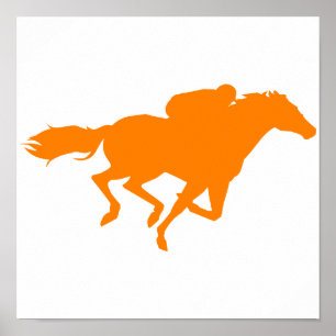 Orange Horse Racing Poster