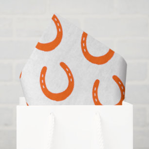 Orange Horseshoe Silhouette Modern Horses Barn Fun Tissue Paper