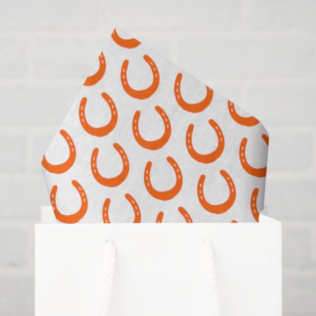 Orange Horseshoe Silhouette Modern Horses Barn Fun Tissue Paper (Gift Bag)
